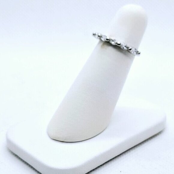 Silver Tone Moissanite Solid Bubble Fashion Ring - Picture 5 of 10